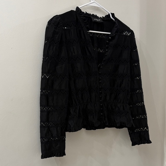The Kooples Tops - The Kooples Black Lace Blouse- women’s size 3 (large) / button detail - like new